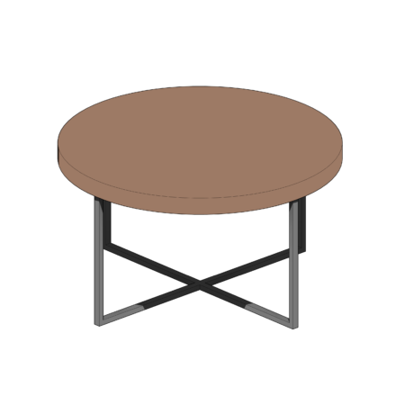 Mesa de Centro Circular com Tampo de Madeira