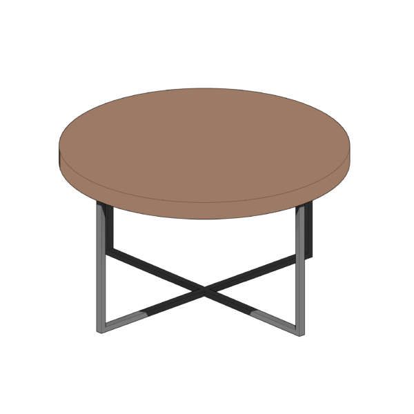 Mesa de Centro Circular com Tampo de Madeira