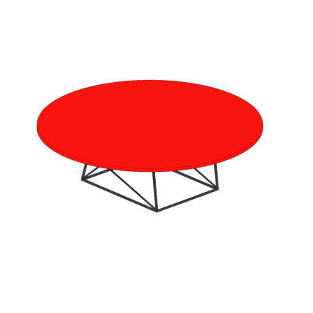 Mesa de Centro Circular Vermelha de Base Metálica Geométrica