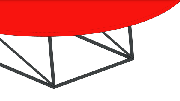 Mesa de Centro Circular Vermelha de Base Metálica Geométrica - Image 6