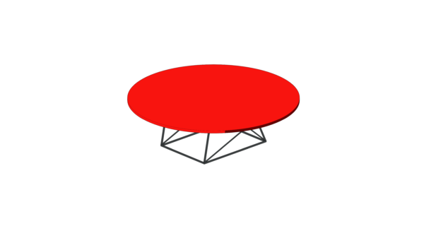 Mesa de Centro Circular Vermelha de Base Metálica Geométrica - Image 4