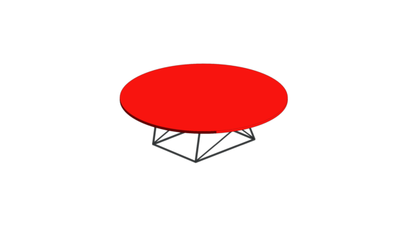 Mesa de Centro Circular Vermelha de Base Metálica Geométrica - Image 3