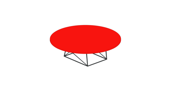 Mesa de Centro Circular Vermelha de Base Metálica Geométrica - Image 2