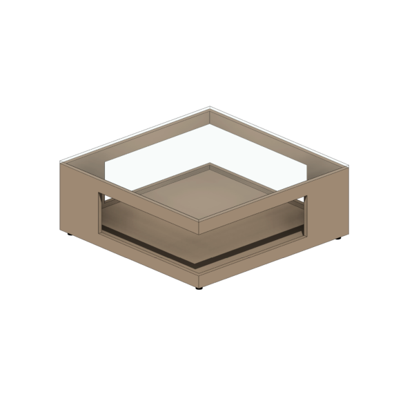 Mesa de Centro Quadrada de Madeira com Tampo de Vidro - Image 3