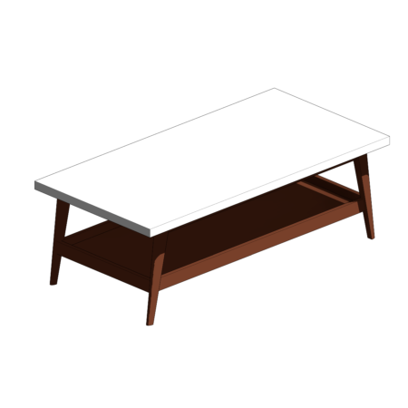 Mesa de Centro Retangular com Tampo Branco e Base de Madeira