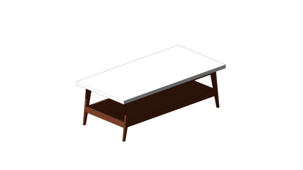 Mesa de Centro Retangular com Tampo Branco e Base de Madeira - Image 4