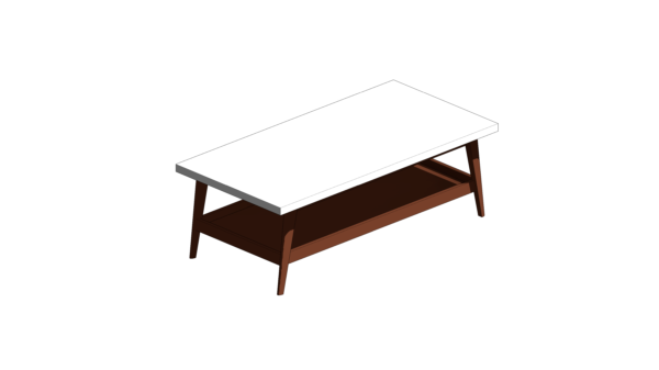 Mesa de Centro Retangular com Tampo Branco e Base de Madeira - Image 2