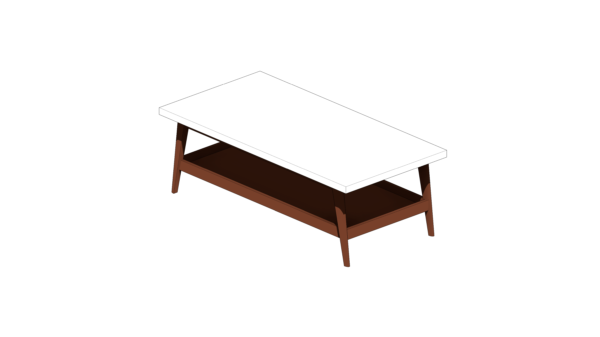 Mesa de Centro Retangular com Tampo Branco e Base de Madeira - Image 3