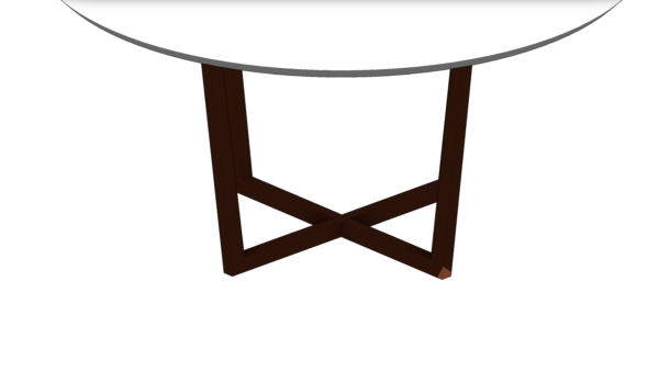 Mesa Circular com Tampo Branco e Base de Madeira em Cruz - Image 6