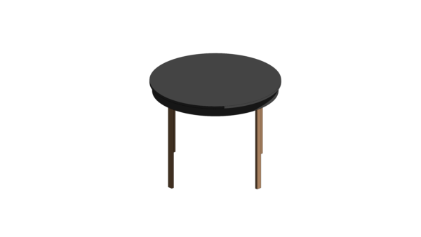 Mesa Circular com Tampo Escuro e Base de Madeira - Image 2