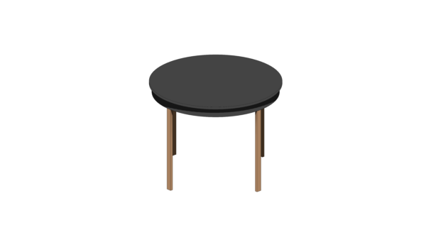 Mesa Circular com Tampo Escuro e Base de Madeira - Image 3