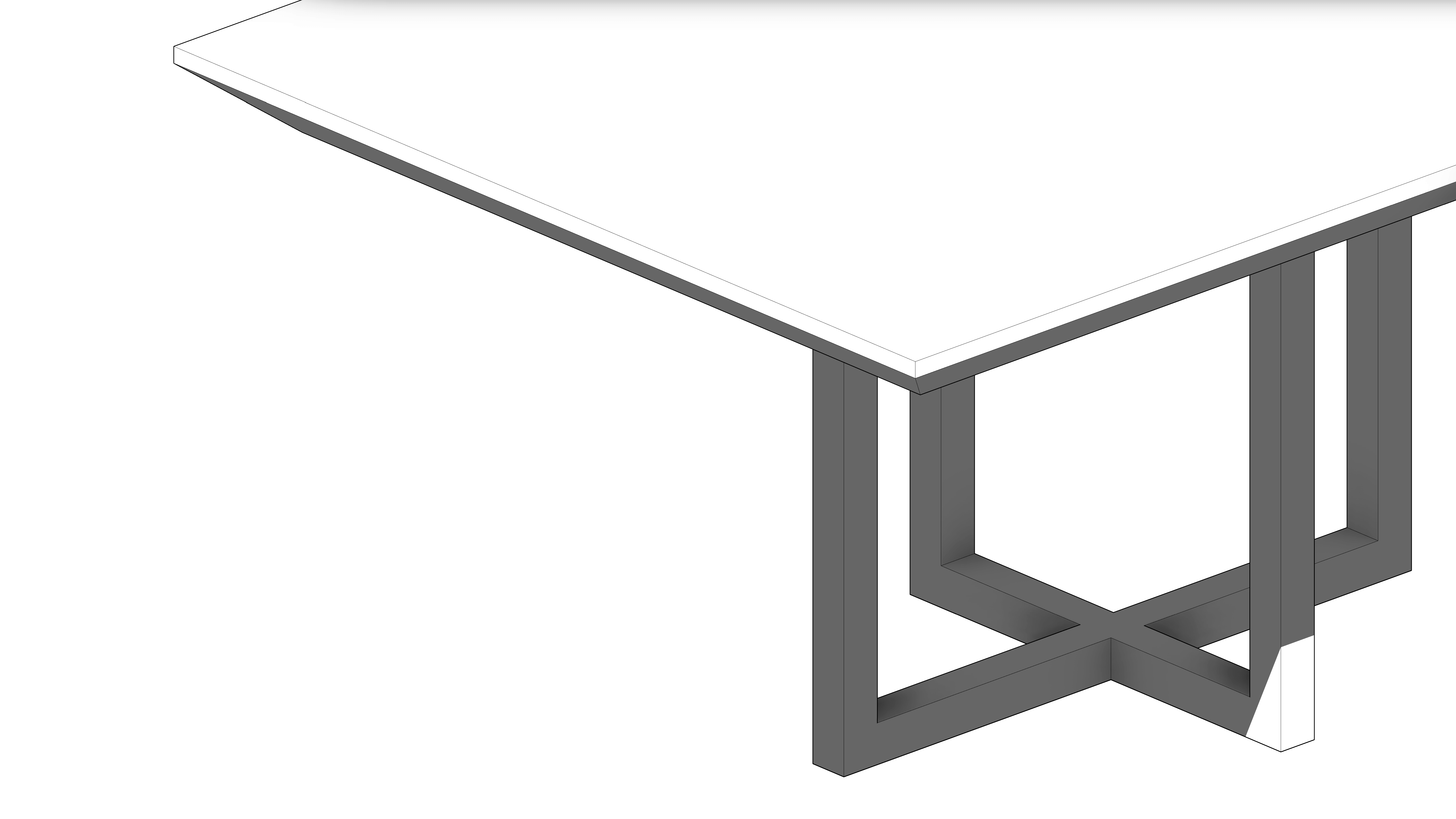 Mesa Quadrada Branca com Apoio em Cruz - Image 5