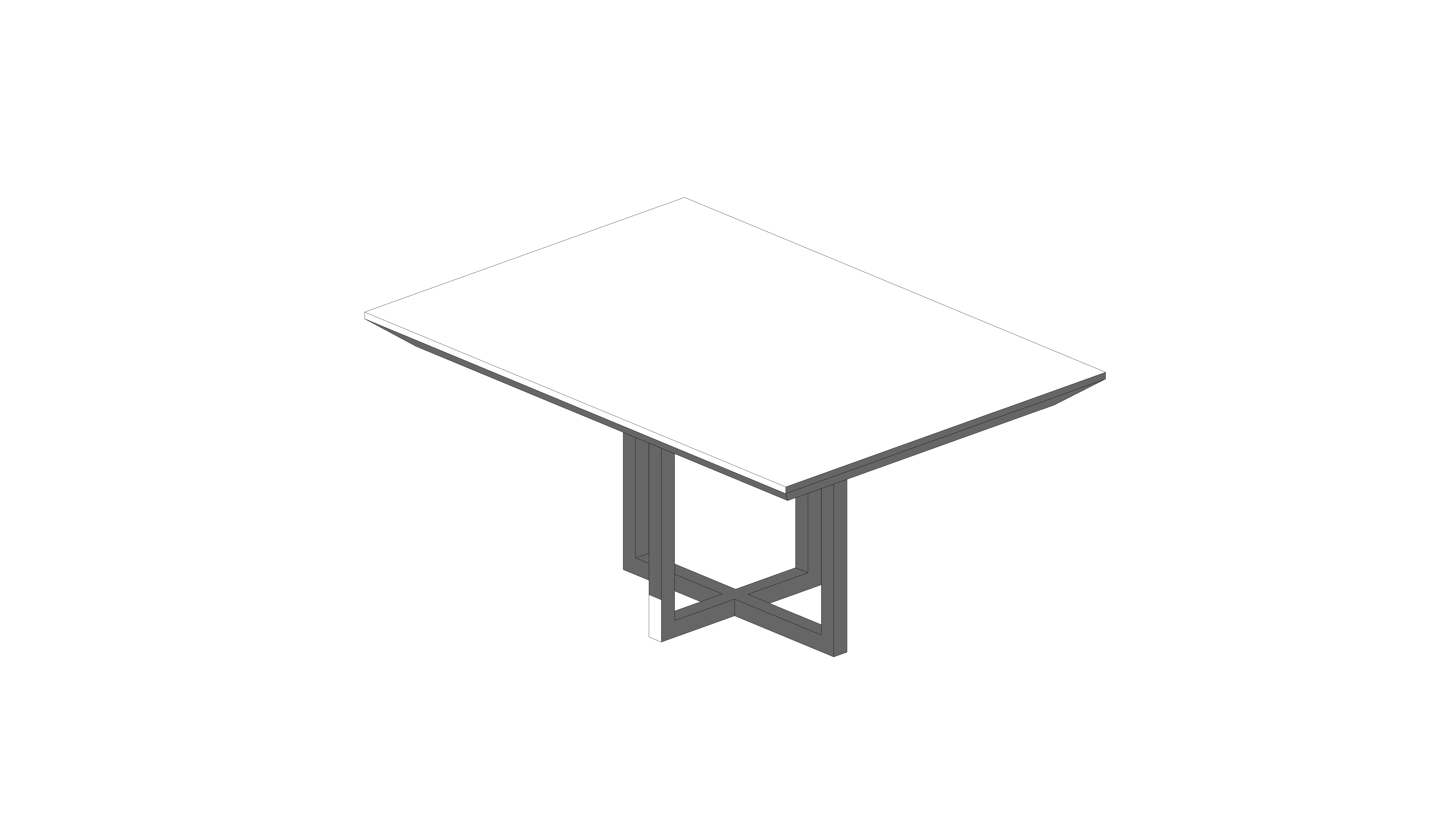 Mesa Quadrada Branca com Apoio em Cruz - Image 4