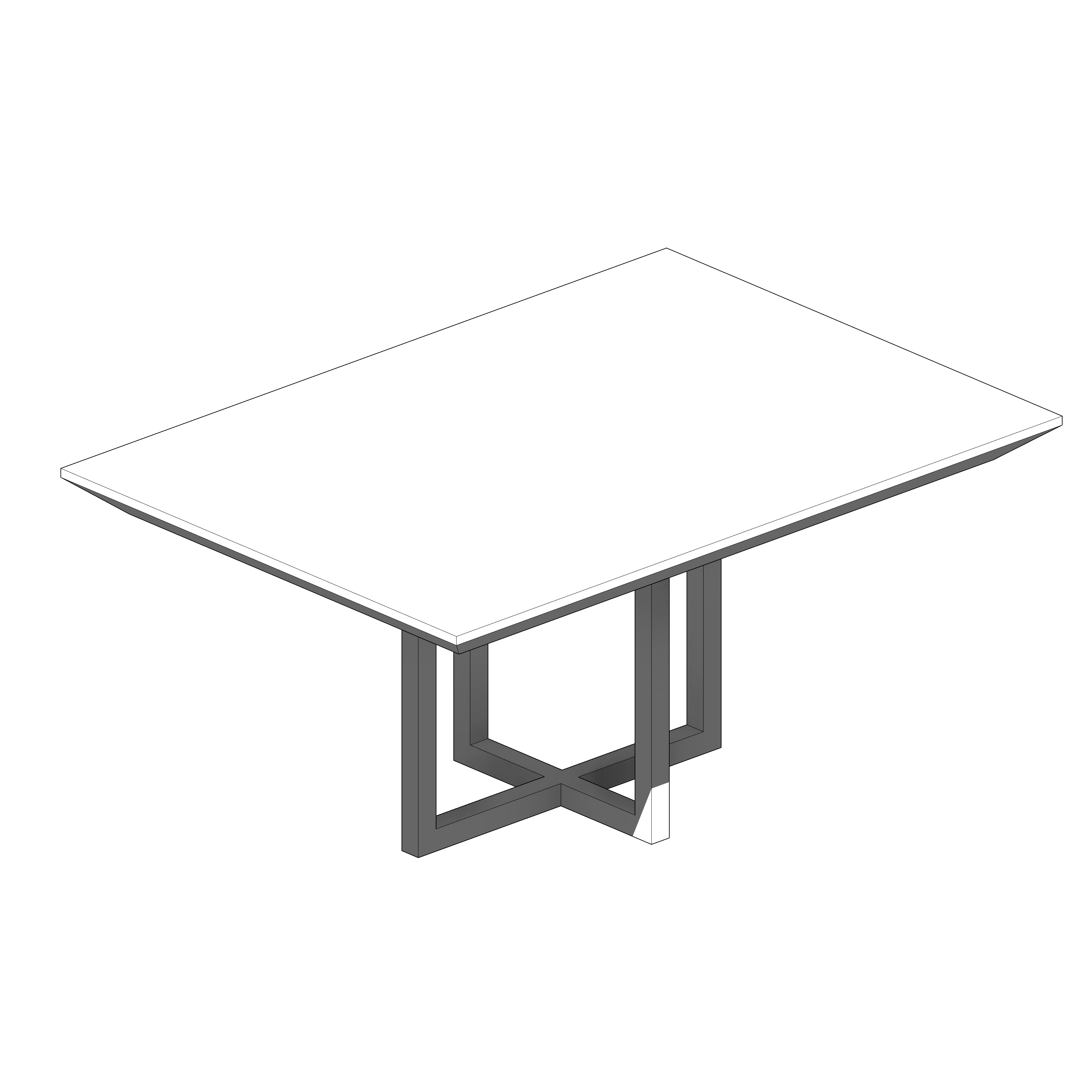 Mesa Quadrada Branca com Apoio em Cruz