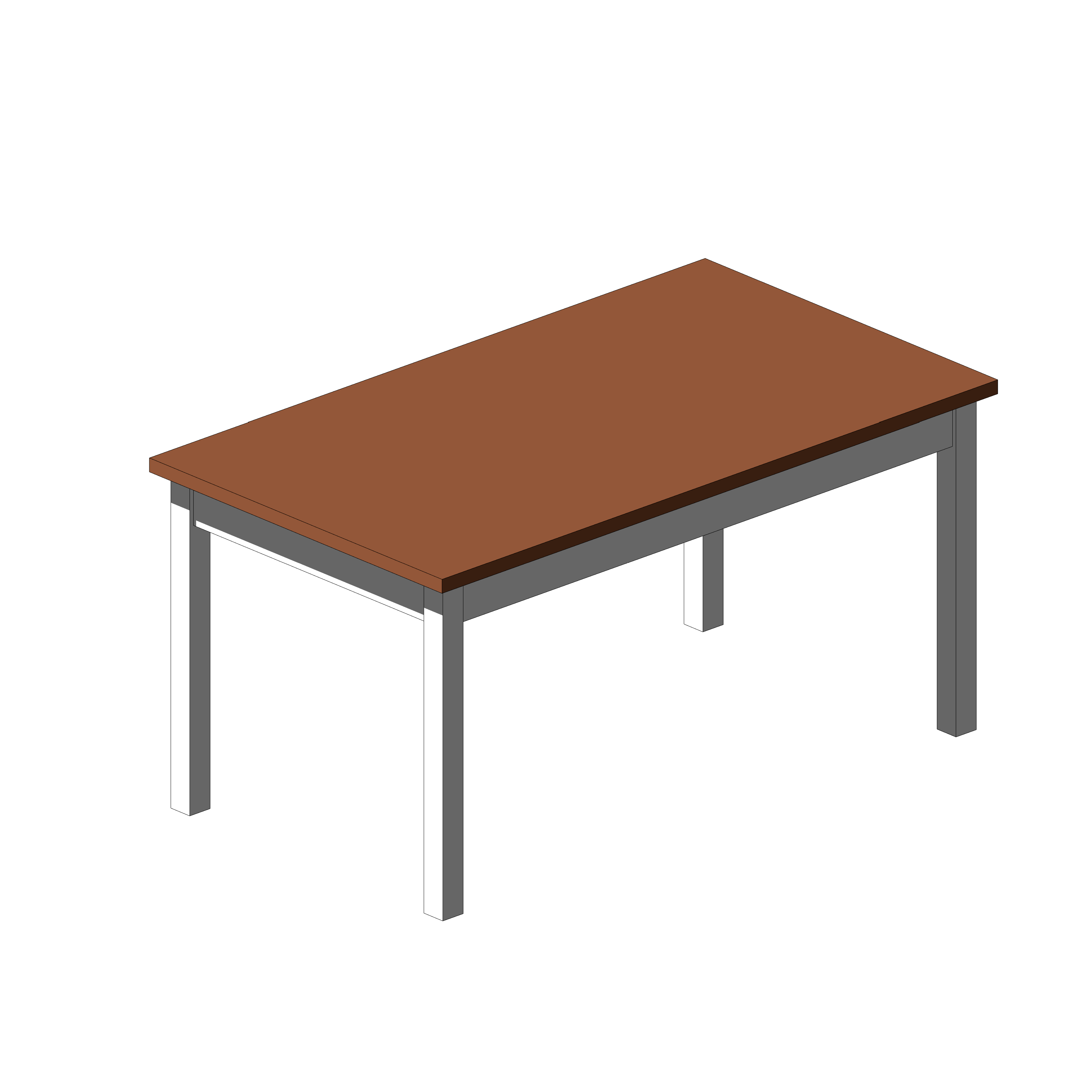 Mesa Quadrada de Madeira com Base Branca