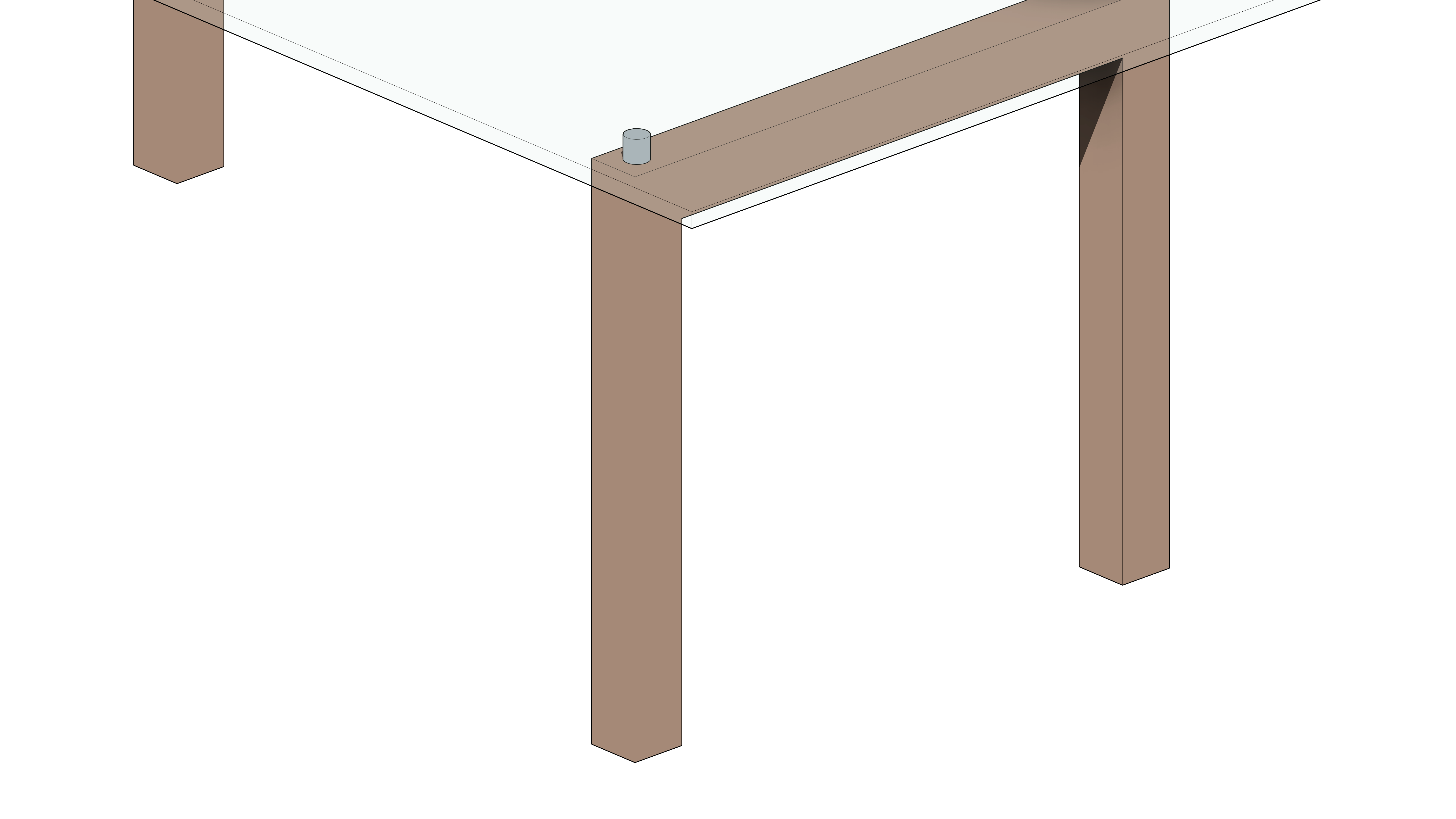 Mesa Quadrada com Tampo de Vidro e Base de Madeira - Image 6