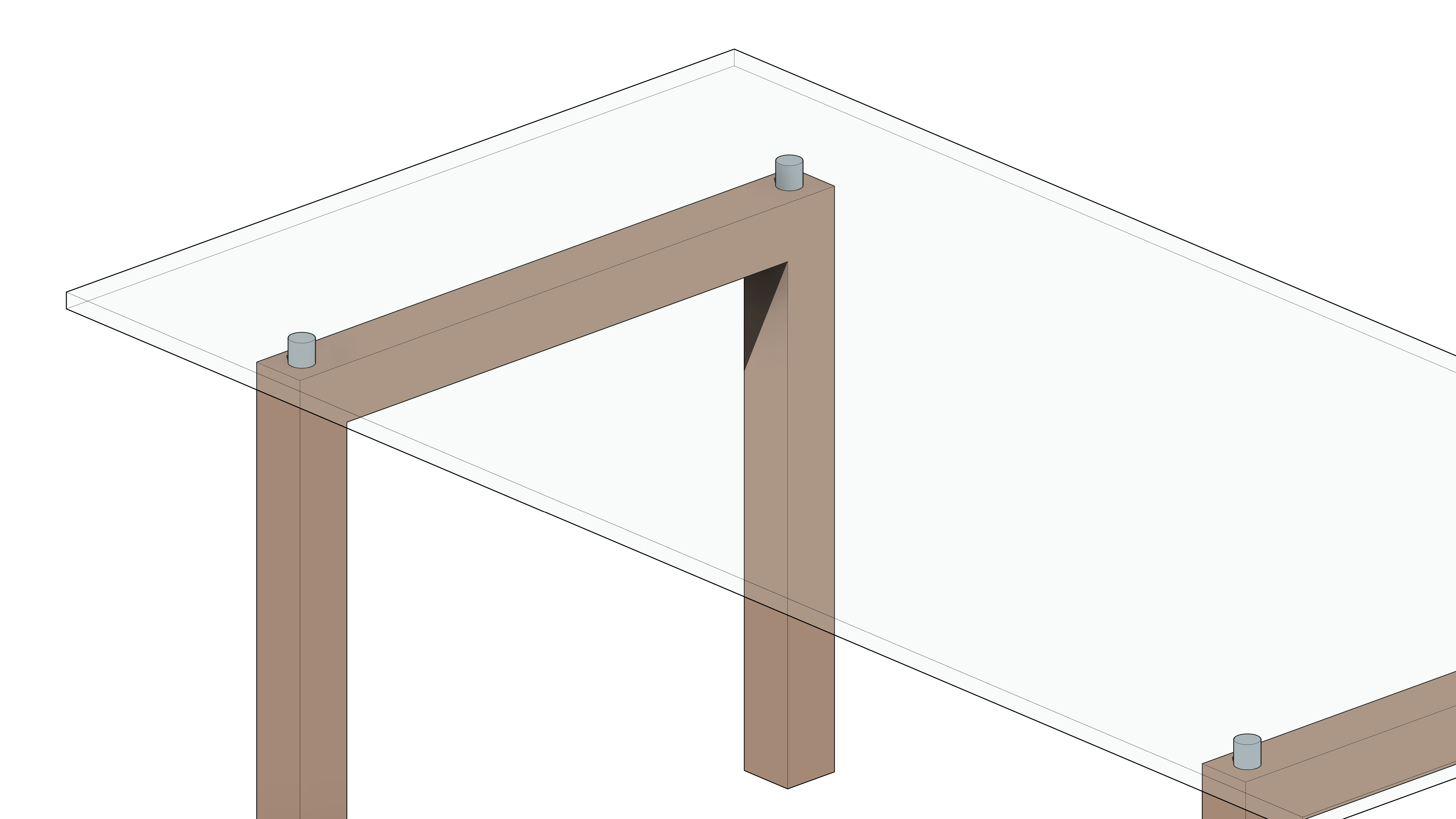 Mesa Quadrada com Tampo de Vidro e Base de Madeira - Image 5