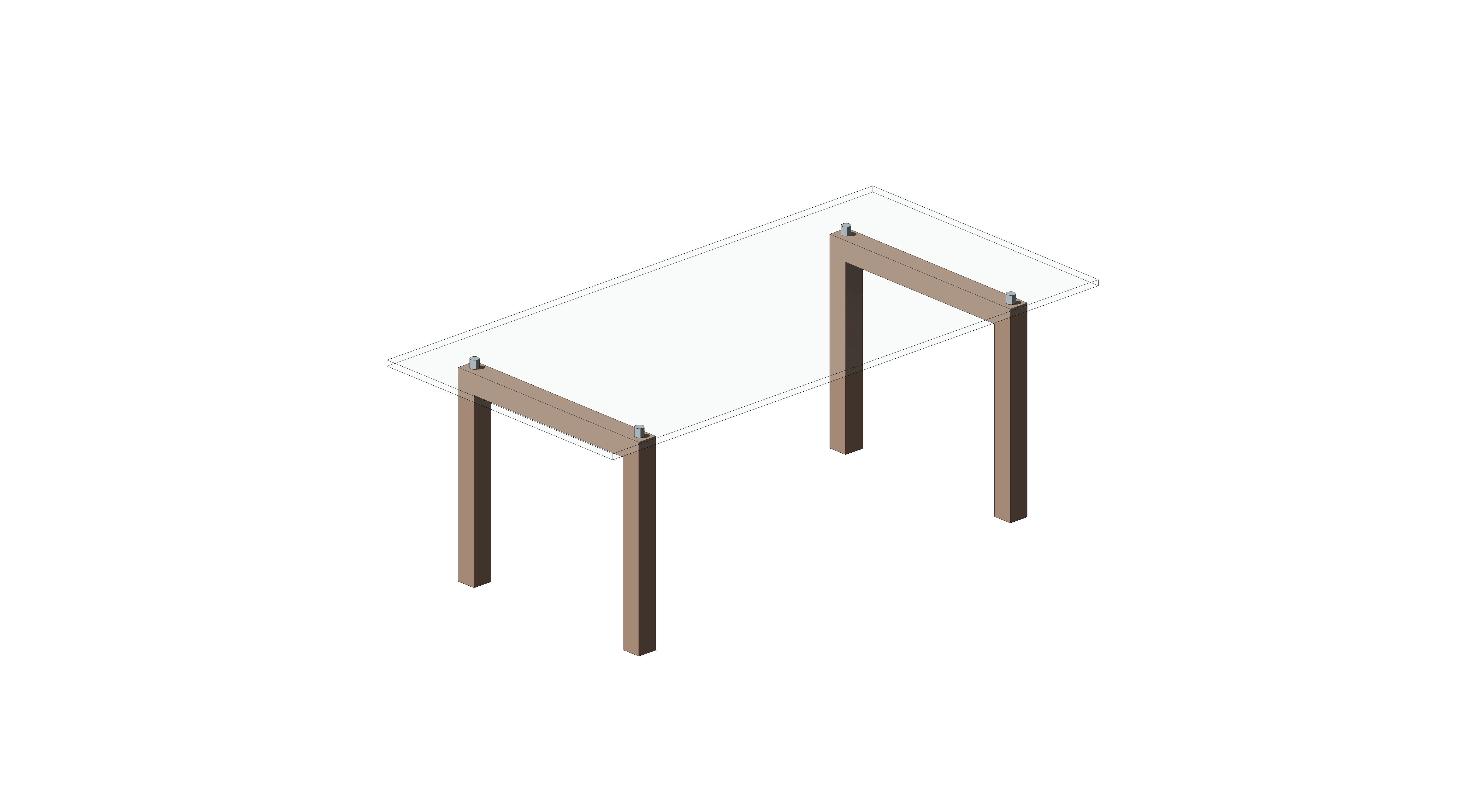 Mesa Quadrada com Tampo de Vidro e Base de Madeira - Image 2