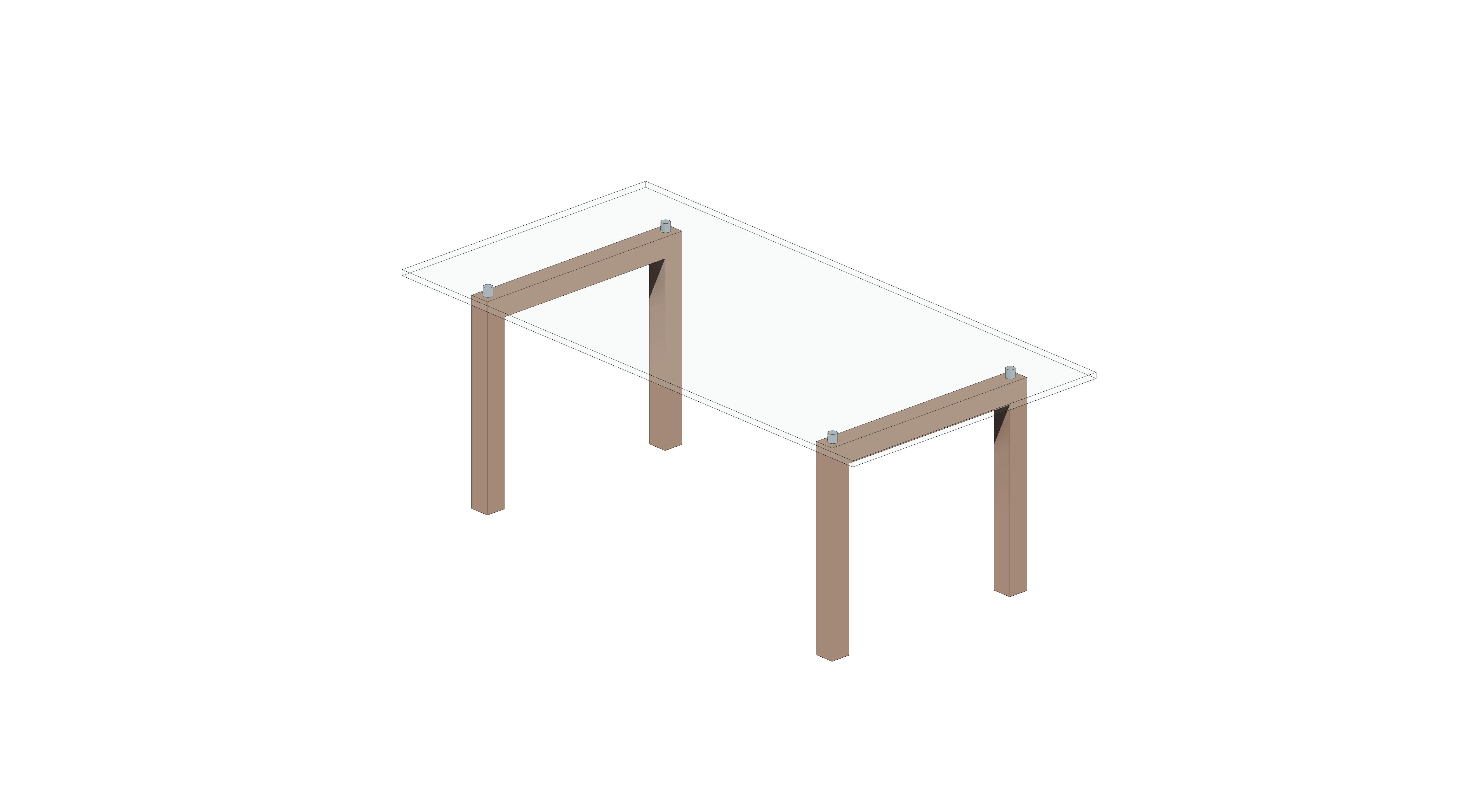 Mesa Quadrada com Tampo de Vidro e Base de Madeira - Image 3