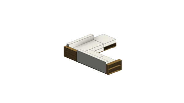 Sofá em L Branco com Nichos de Madeira - Image 2
