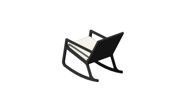 Poltrona de Balanço Cinza com Estofado Branco - Image 3