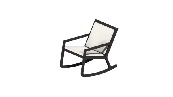 Poltrona de Balanço Cinza com Estofado Branco - Image 4