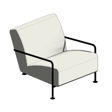 Poltrona com Base Metálica Preta e Estofado Branco