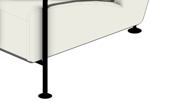 Poltrona com Base Metálica Preta e Estofado Branco - Image 6