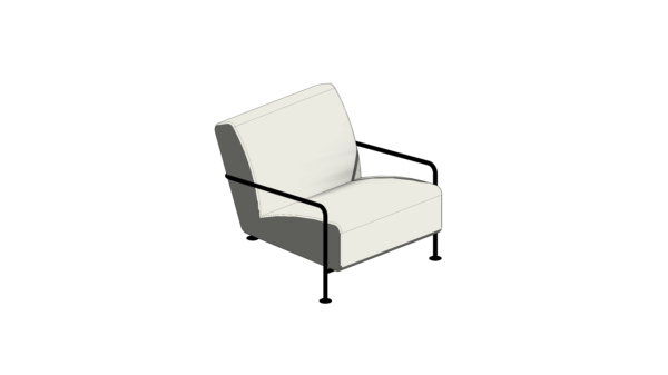 Poltrona com Base Metálica Preta e Estofado Branco - Image 2