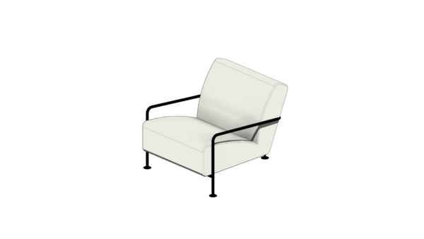 Poltrona com Base Metálica Preta e Estofado Branco - Image 4