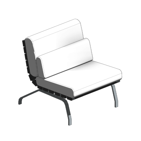 Poltrona com Base Ripada e Estofado Branco