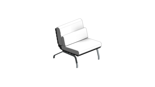 Poltrona com Base Ripada e Estofado Branco - Image 2
