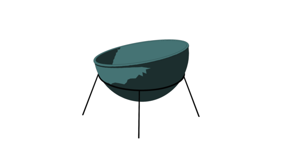 Poltrona Circular Azul com Base Metálica Preta - Image 3
