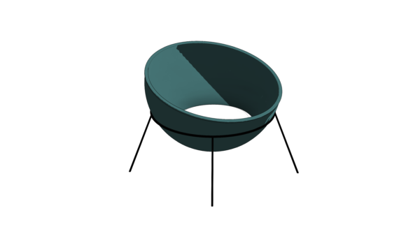 Poltrona Circular Azul com Base Metálica Preta - Image 2