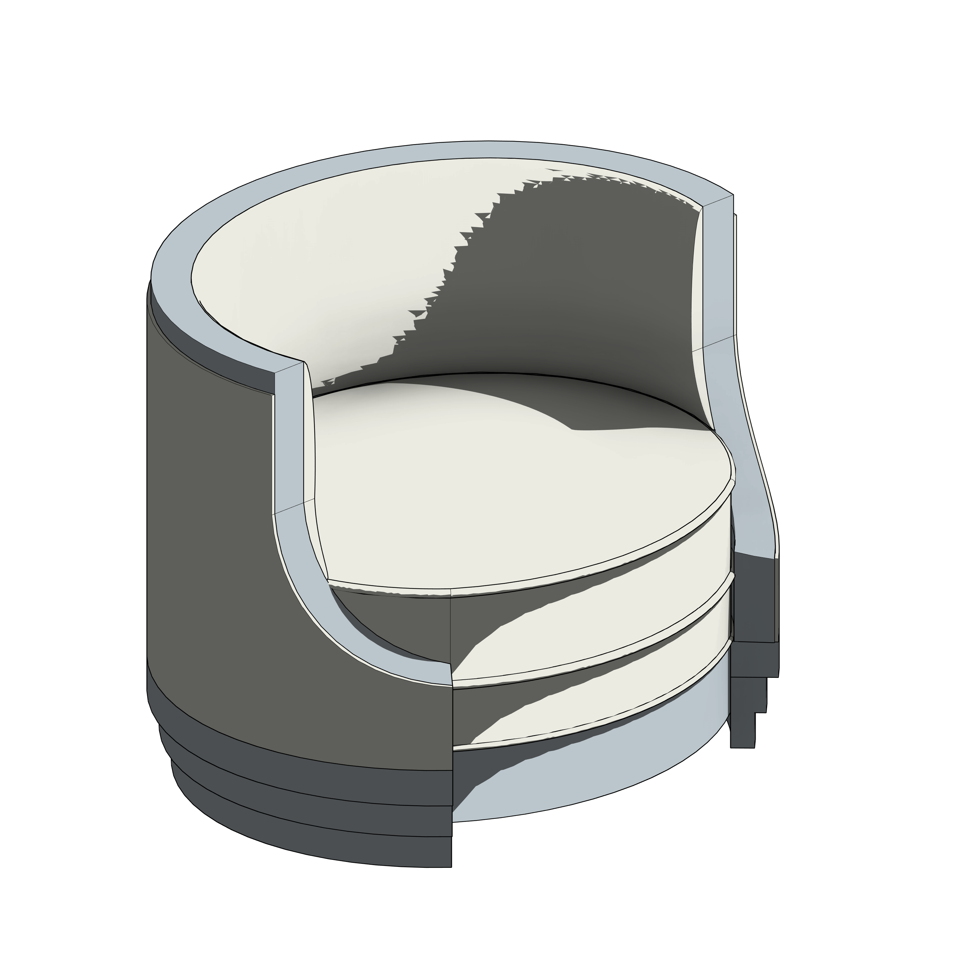 Poltrona Circular Branca com Base de Madeira