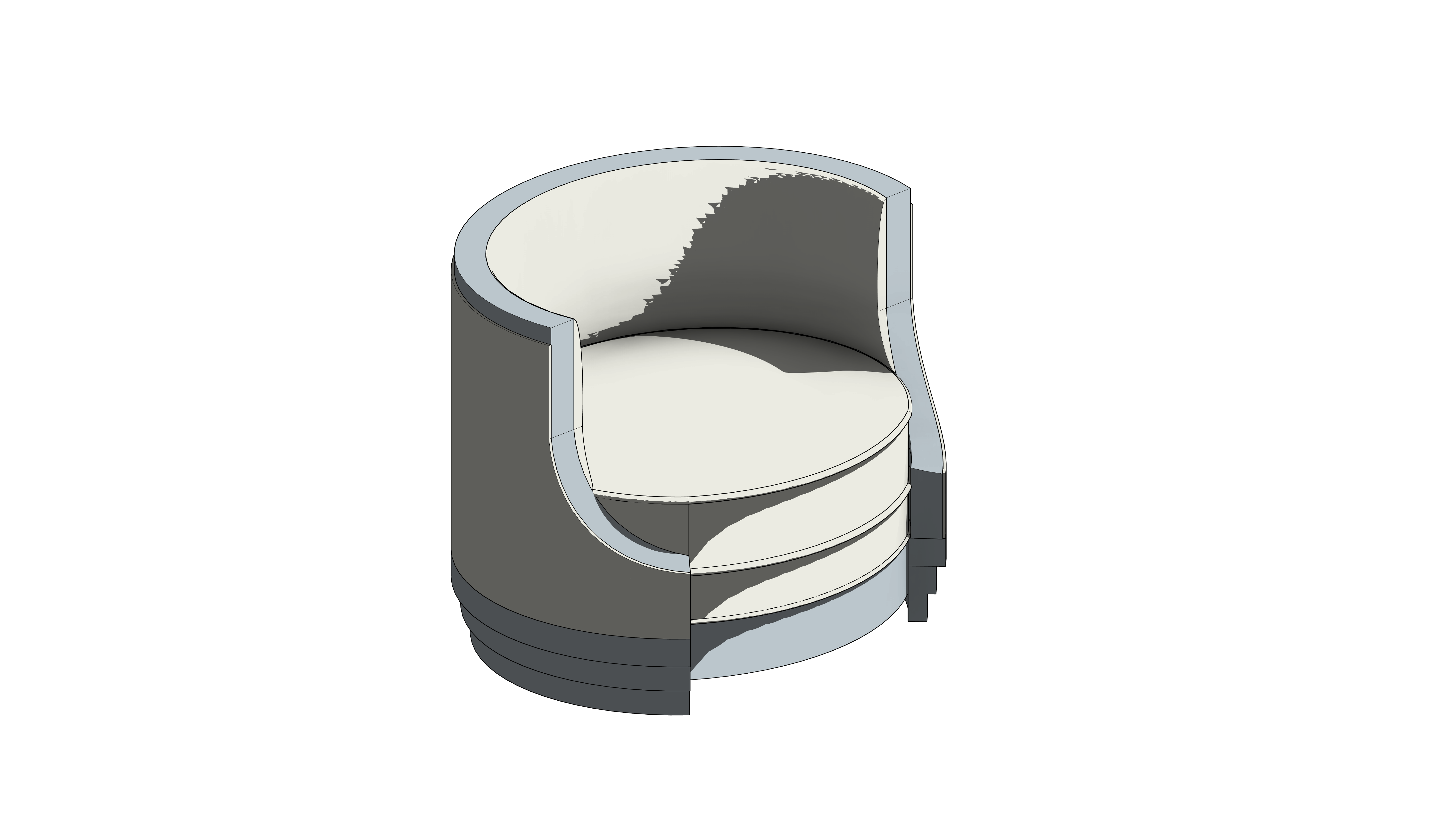 Poltrona Circular Branca com Base de Madeira - Image 2