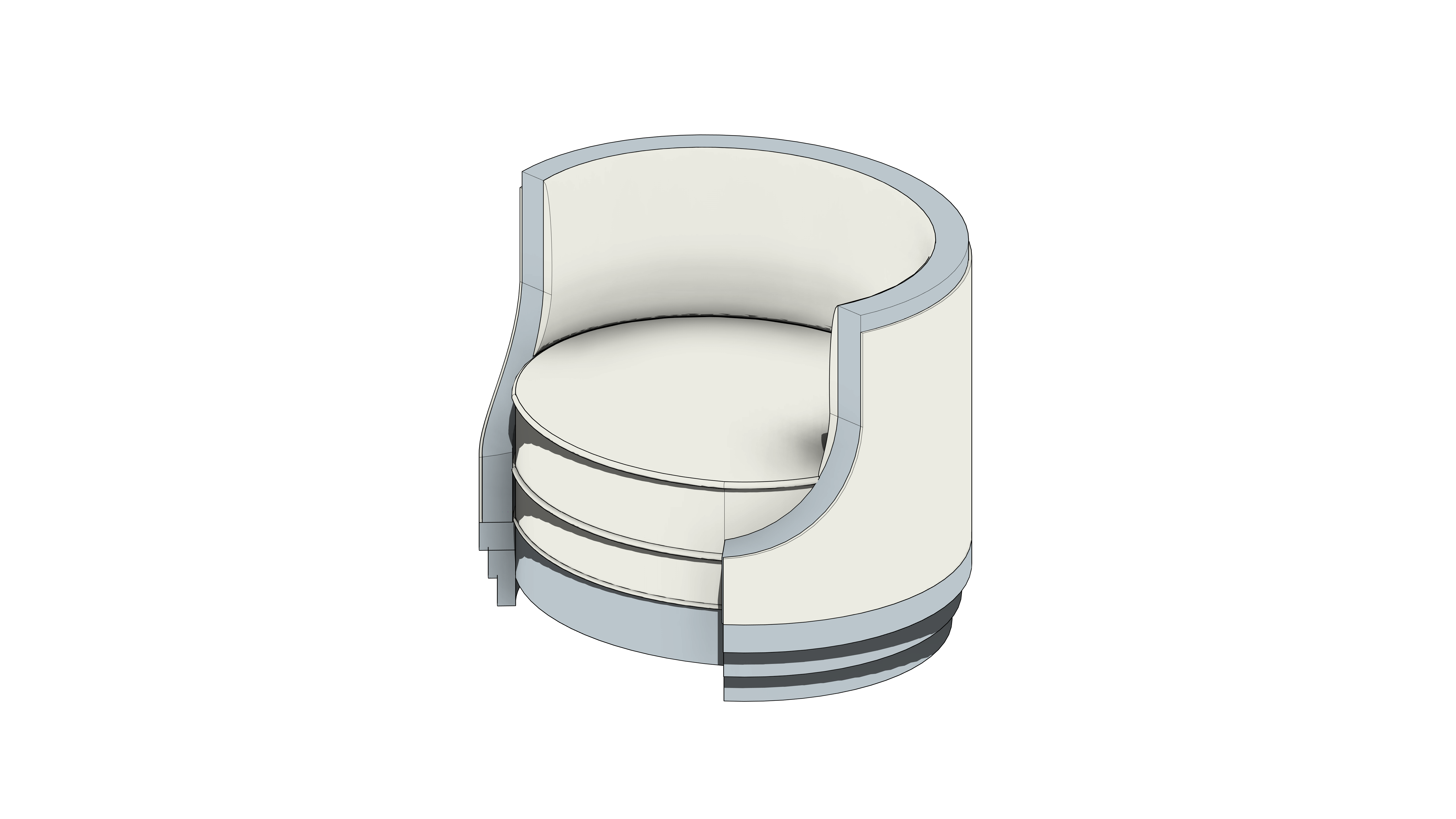 Poltrona Circular Branca com Base de Madeira - Image 4