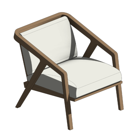 Poltrona de Base de Madeira Ripada com Estofado Branco