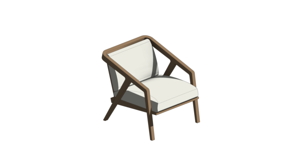 Poltrona de Base de Madeira Ripada com Estofado Branco - Image 2