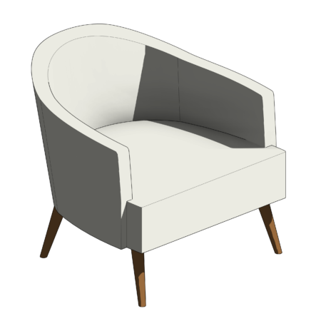 Poltrona com Estofado Branco e Pés de Madeira