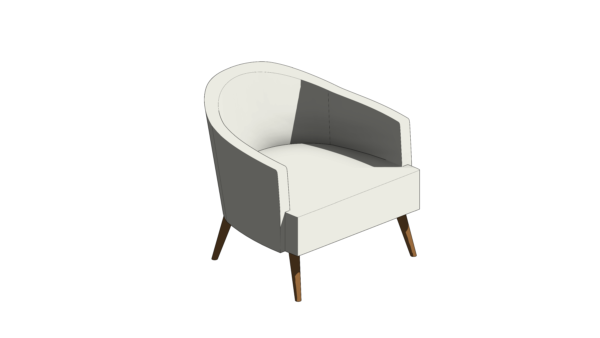 Poltrona com Estofado Branco e Pés de Madeira - Image 2