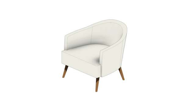 Poltrona com Estofado Branco e Pés de Madeira - Image 4