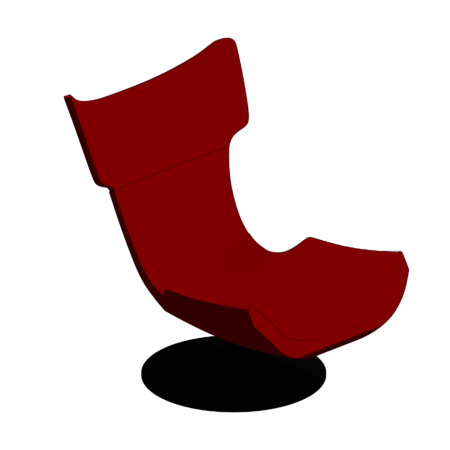 Poltrona com Estofado Vermelho e Base Circular Preta