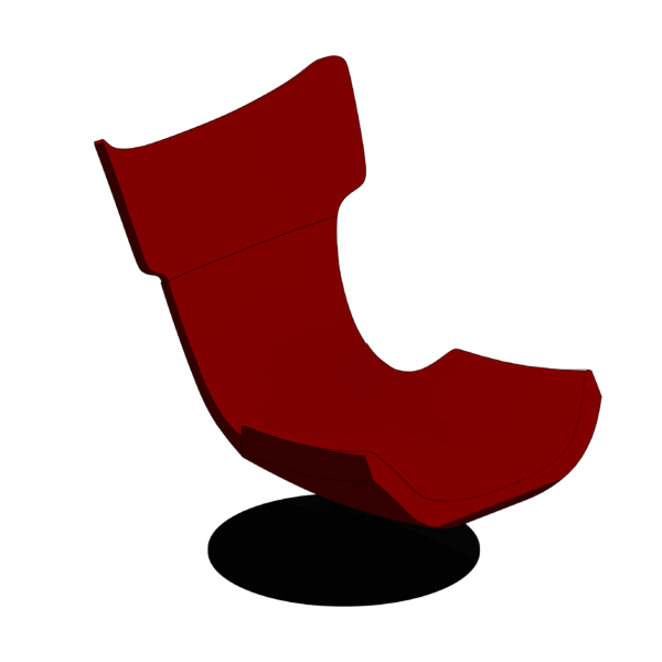 Poltrona com Estofado Vermelho e Base Circular Preta