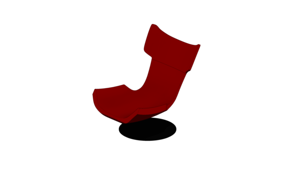 Poltrona com Estofado Vermelho e Base Circular Preta - Image 4
