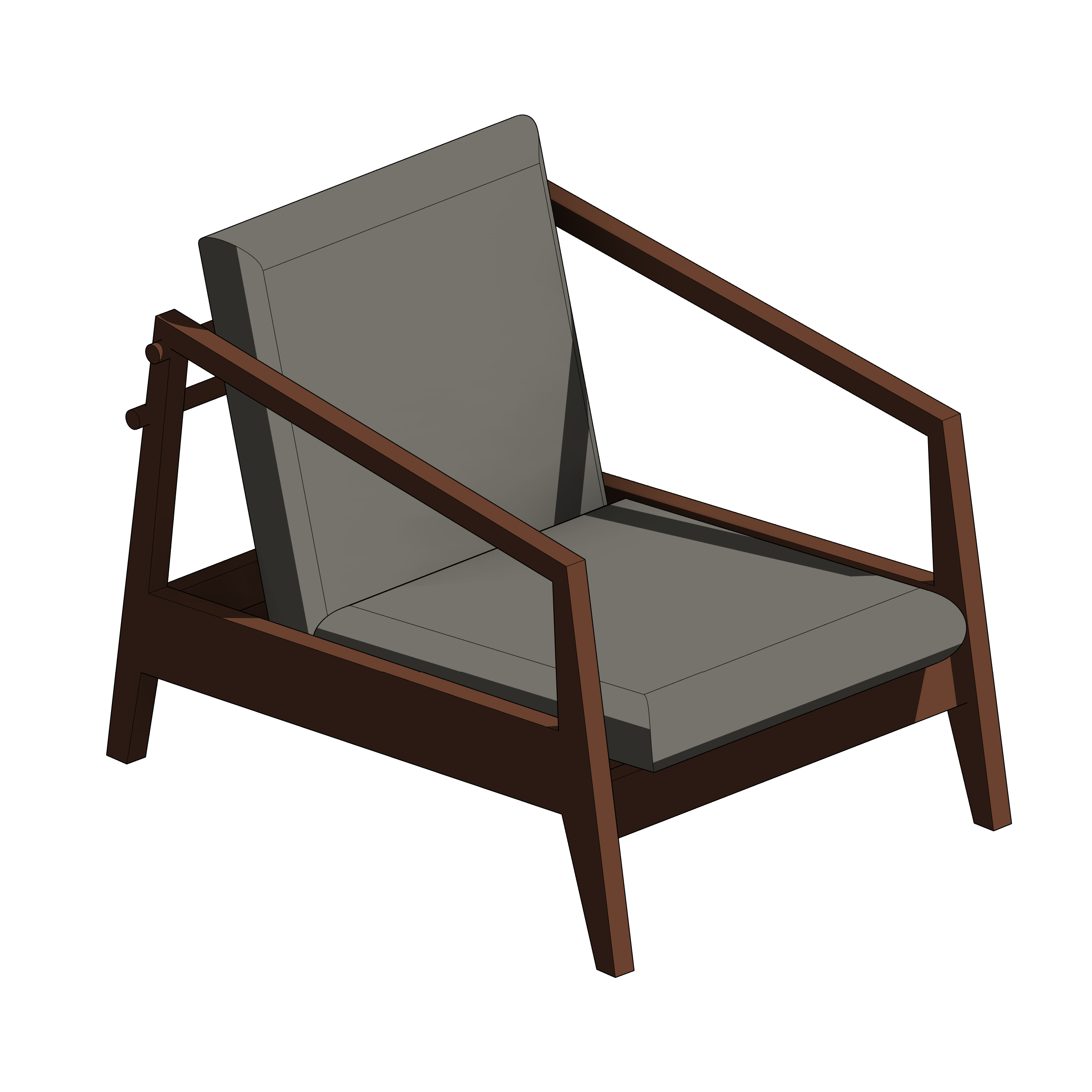 Poltrona Quadrada de Madeira com Estofado Branco