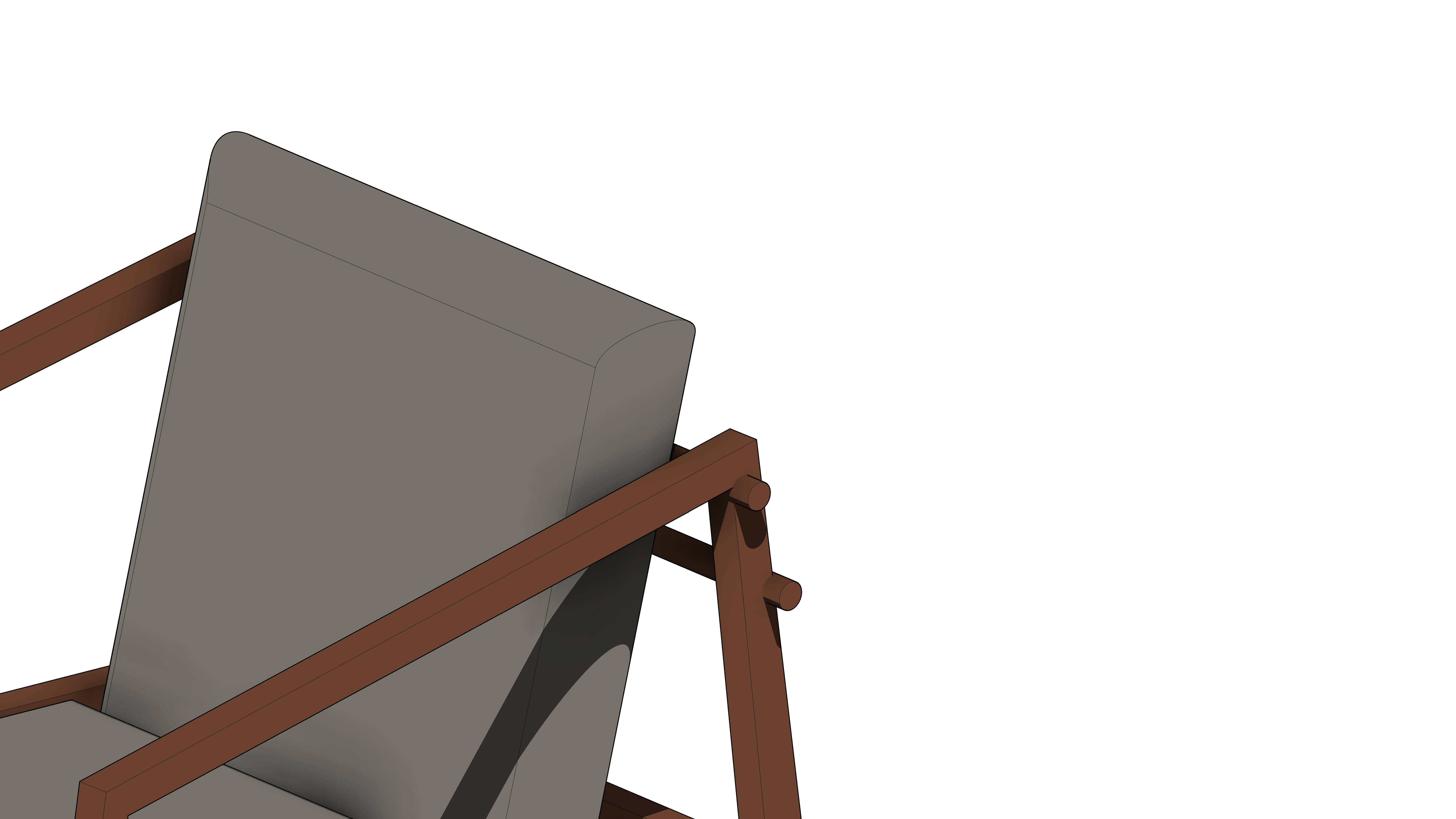 Poltrona Quadrada de Madeira com Estofado Branco - Image 6