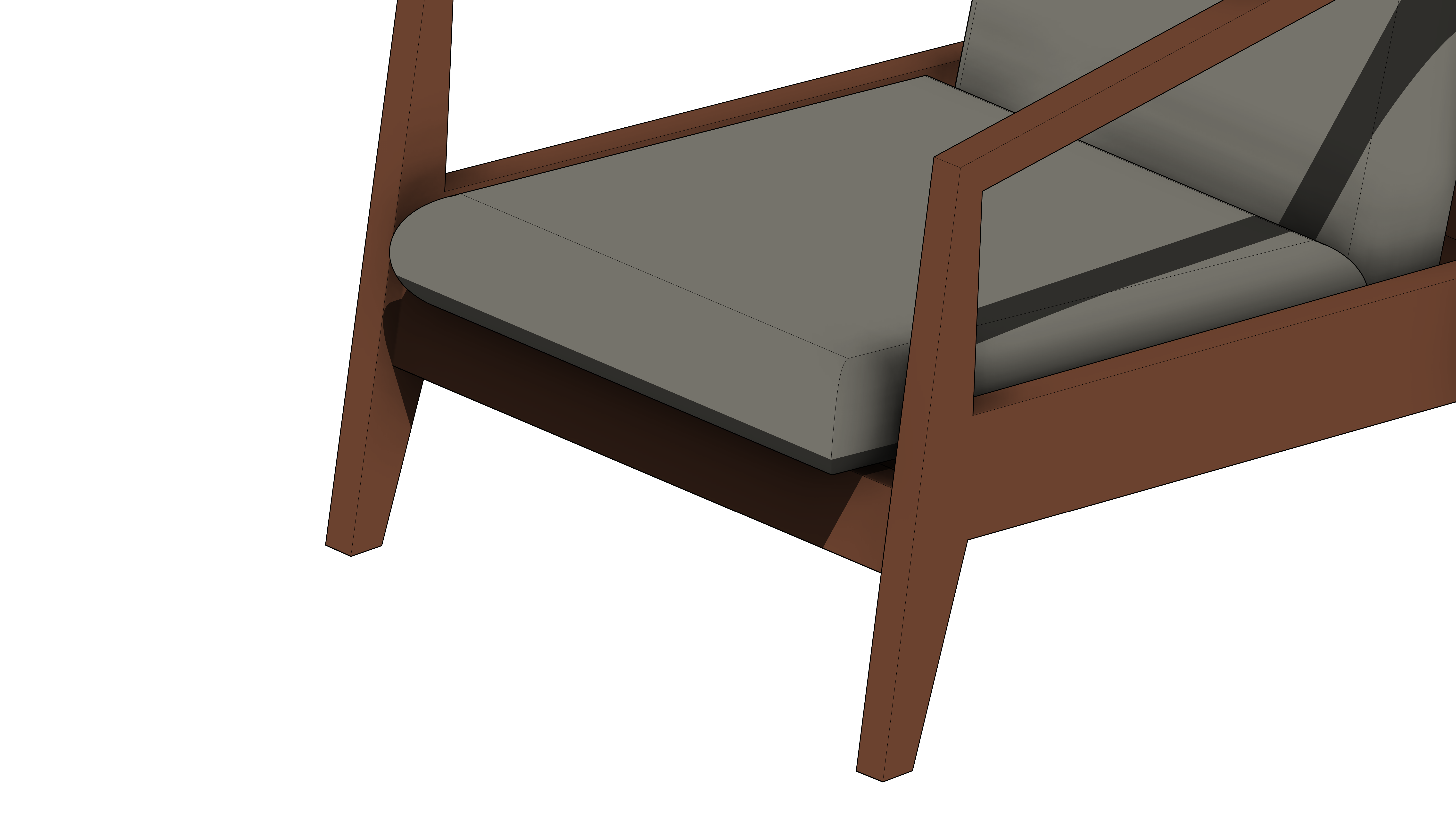 Poltrona Quadrada de Madeira com Estofado Branco - Image 5