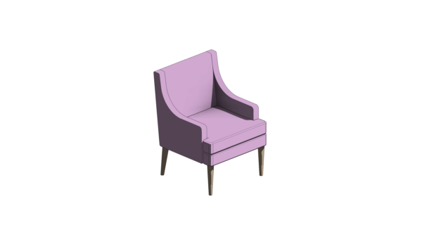 Poltrona Rosa com Pés de Madeira - Image 2