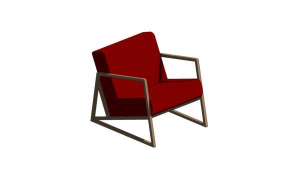 Poltrona Vermelha com Base de Madeira - Image 2